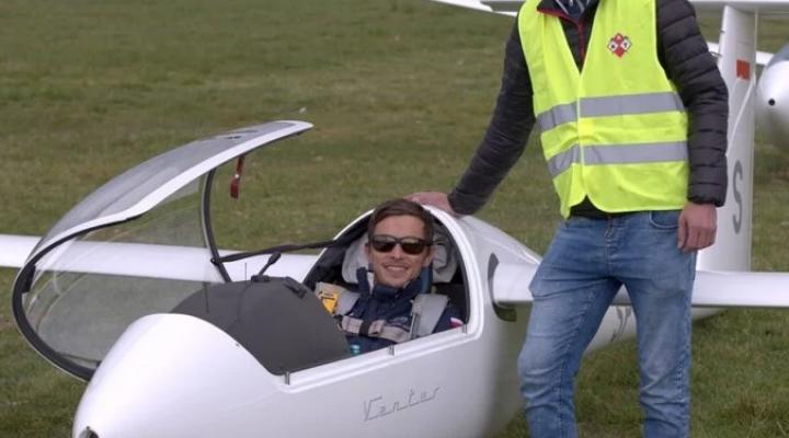 Stanisław Biela za sterami szybowca, fot.podhaleregion