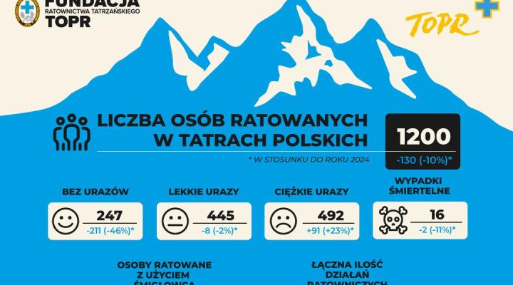 Statystyki działań ratunkowych TOPR w 2025 roku - rodzaje urazów (fot. TOPR)