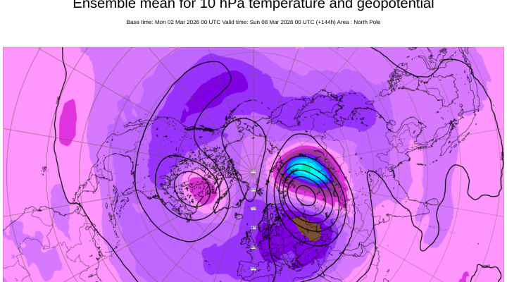 Średnia wiązkowa ECMWF na 10 hPa (fot. ECMWF)