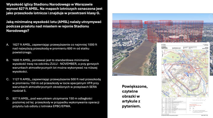 KWT: Jaką minimalną wysokość lotu (AMSL) należy utrzymywać podczas przelotu nad miastem w rejonie Stadionu Narodowego?