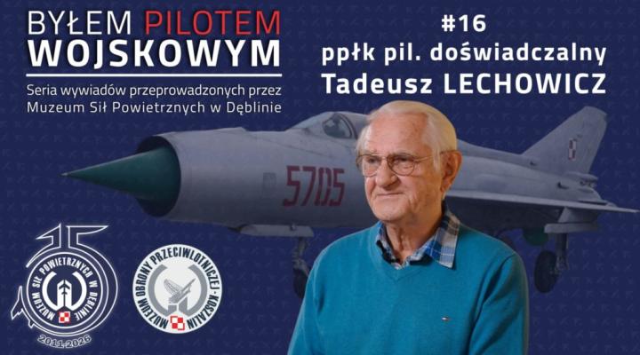 Ppłk pil. doświadczalny Tadeusz Lechowicz - MiG-21 w tle (fot. Muzeum Sił Powietrznych)