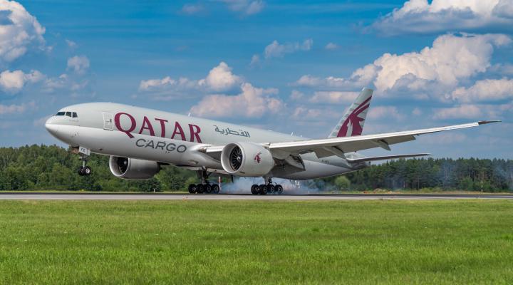 B777 Qatar Airways Cargo na lotnisku w Katowicach, fot. Katowice Airport