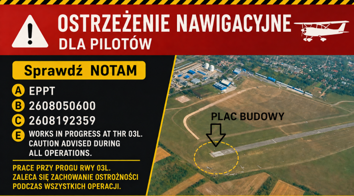 Ostrzeżenie nawigacyjne dla pilotów na EPPT (fot. Aeroklub Ziemi Piotrkowskiej)