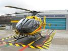 Baza HEMS w Łodzi - śmigłowiec EC135 na platformie (fot. LPR)