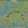 wizualizacja ruchu lotnicze z Moskwy po ogłoszeniu mobilizacji w Rosji
