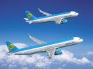 A320neo i A321neo w barwach Uzbekistan Airways w locie (fot. Airbus)