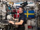 Szwedzki astronauta Marcus Wandt na Międzynarodowej Stacji Kosmicznej (fot. ESA,NASA - A. Mogensen)