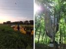 Balon SP-BGK pod linią wysokiego napięcia (fot. KM PSP Grudziądz), Balon SP-BOC odnaleziony w lesie (fot. PKBWL)